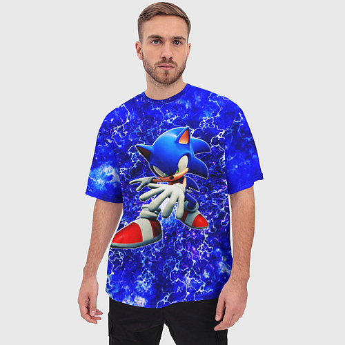Мужская футболка оверсайз Sonic Молнии / 3D-принт – фото 3