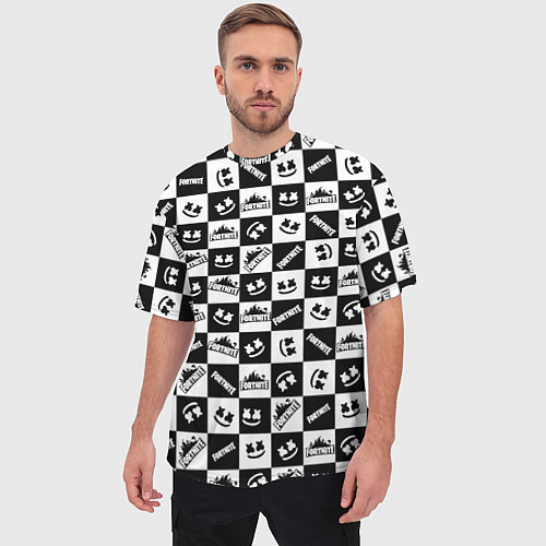 Мужская футболка оверсайз Fortnite&Marshmello / 3D-принт – фото 3