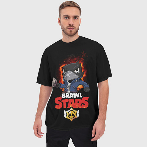 Мужская футболка оверсайз Crow Brawl Stars / 3D-принт – фото 3