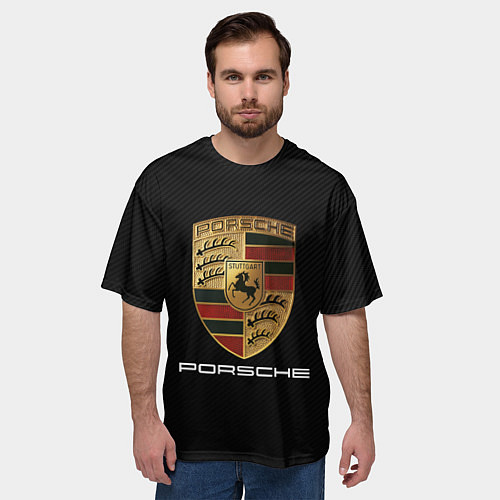 Мужская футболка оверсайз PORSCHE / 3D-принт – фото 3