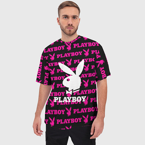 Мужская футболка оверсайз PLAYBOY / 3D-принт – фото 3