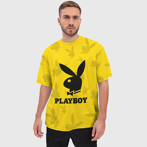 Мужская футболка оверсайз PLAYBOY / 3D-принт – фото 3