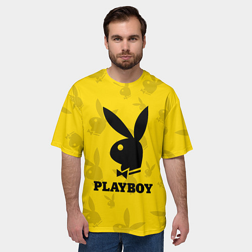 Мужская футболка оверсайз PLAYBOY / 3D-принт – фото 3