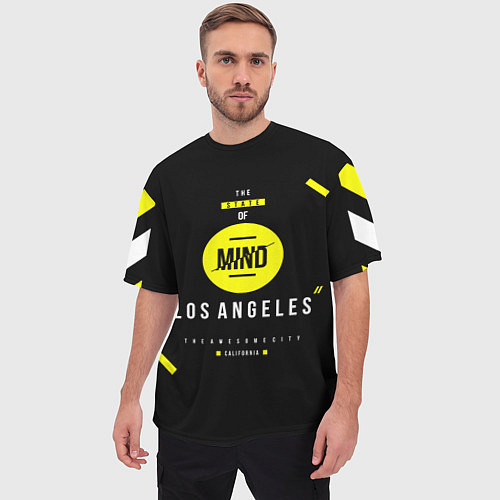 Мужская футболка оверсайз Off-White: Los Angeles / 3D-принт – фото 3
