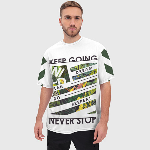 Мужская футболка оверсайз Off-White: Keep Going / 3D-принт – фото 3
