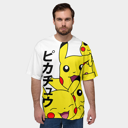 Мужская футболка оверсайз ПИКАЧУ / 3D-принт – фото 3