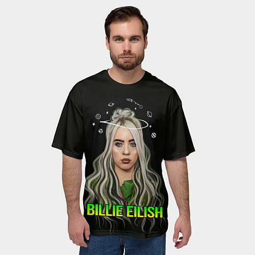 Мужская футболка оверсайз BILLIE EILISH / 3D-принт – фото 3