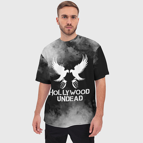 Мужская футболка оверсайз Hollywood Undead / 3D-принт – фото 3