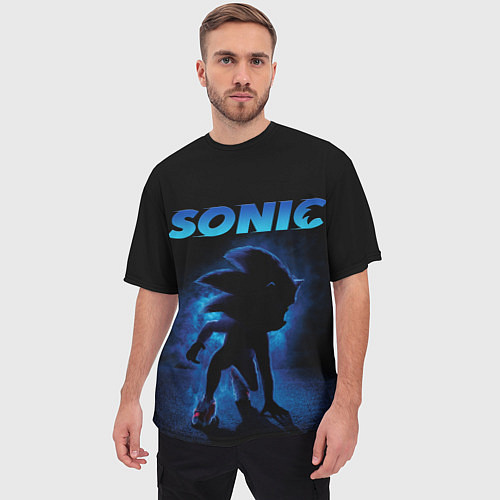 Мужская футболка оверсайз Sonic in shadow / 3D-принт – фото 3