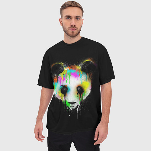 Мужская футболка оверсайз Панда в краске / 3D-принт – фото 3