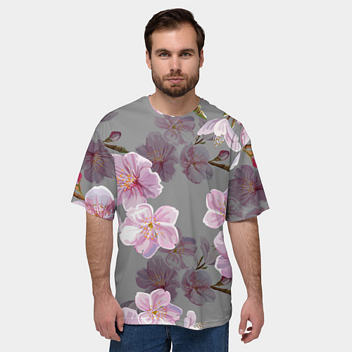 Мужская футболка оверсайз САКУРА / 3D-принт – фото 3
