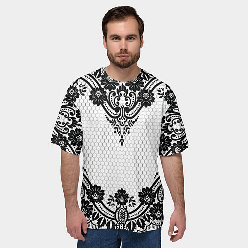 Мужская футболка оверсайз Кружева / 3D-принт – фото 3