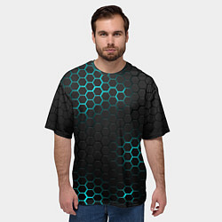 Футболка оверсайз мужская СТАЛЬНАЯ НЕОНОВАЯ БРОНЯ, цвет: 3D-принт — фото 2