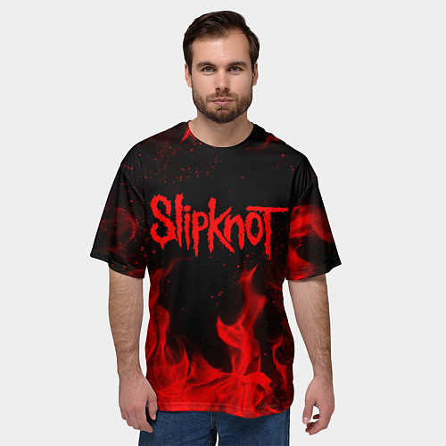 Мужская футболка оверсайз SLIPKNOT / 3D-принт – фото 3
