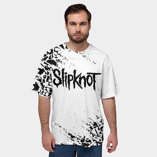 Мужская футболка оверсайз SLIPKNOT / 3D-принт – фото 3