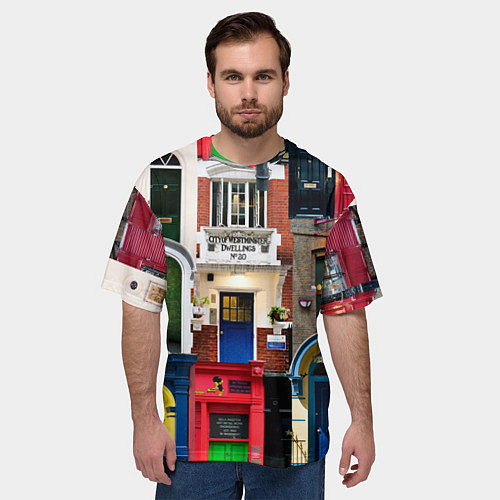 Мужская футболка оверсайз London doors цифровой коллаж / 3D-принт – фото 3