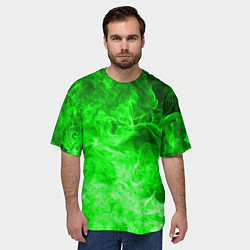 Футболка оверсайз мужская ОГОНЬ GREEN NEON, цвет: 3D-принт — фото 2