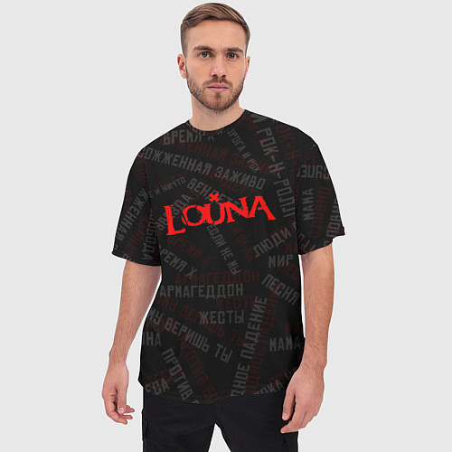Мужская футболка оверсайз Louna - все песни / 3D-принт – фото 3
