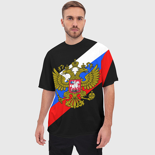 Мужская футболка оверсайз РОССИЯ / 3D-принт – фото 3