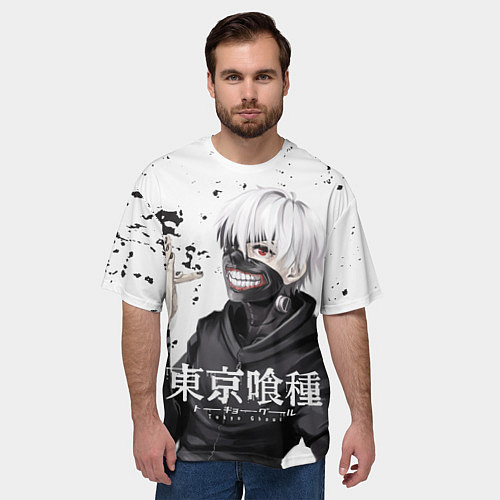 Мужская футболка оверсайз Токийский гуль / 3D-принт – фото 3