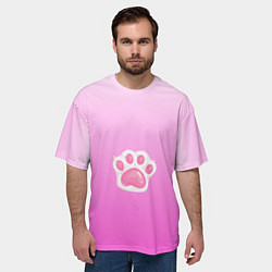 Футболка оверсайз мужская Розовая лапка с подушечками, цвет: 3D-принт — фото 2
