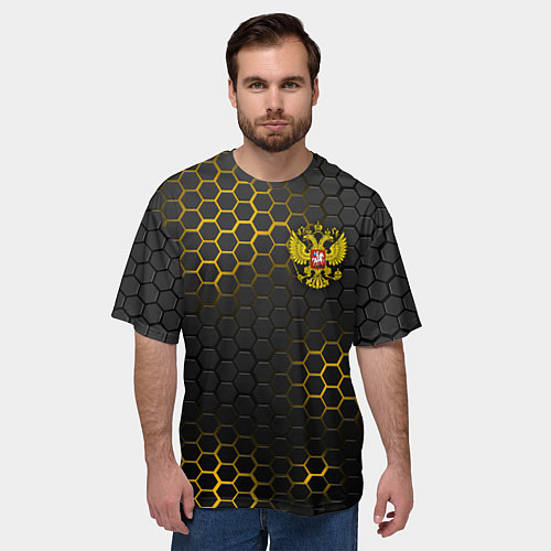 Мужская футболка оверсайз РОССИЯ / 3D-принт – фото 3