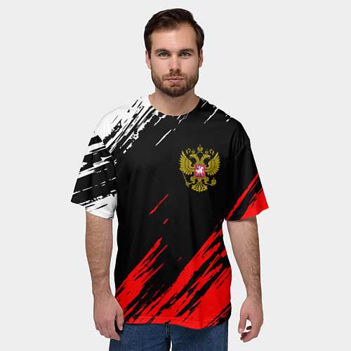 Мужская футболка оверсайз РОССИЯ / 3D-принт – фото 3