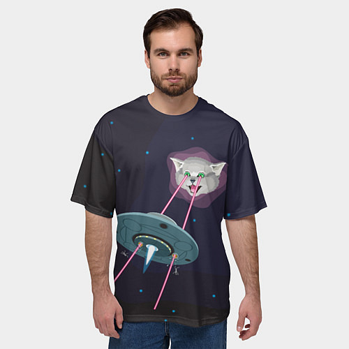 Мужская футболка оверсайз Космический защитник / 3D-принт – фото 3