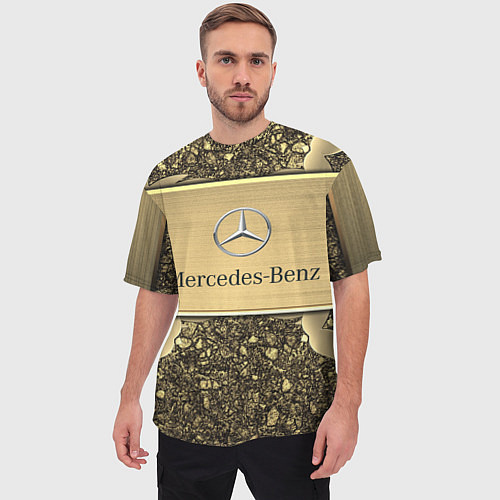 Мужская футболка оверсайз MERCEDES GOLD / 3D-принт – фото 3