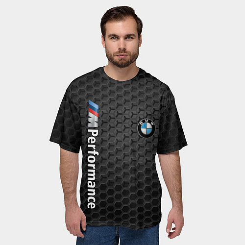 Мужская футболка оверсайз BMW PERFORMANCE / 3D-принт – фото 3