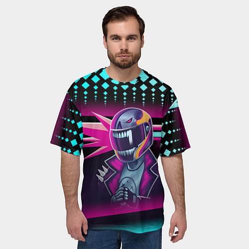 Мужская футболка оверсайз НЕОНОВЫЙ ГОНЩИК / 3D-принт – фото 3