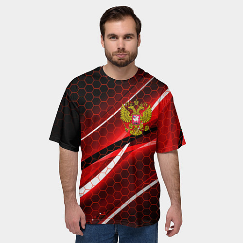 Мужская футболка оверсайз РОССИЯ / 3D-принт – фото 3