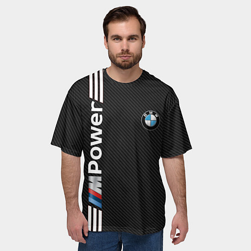 Мужская футболка оверсайз BMW CARBON / 3D-принт – фото 3