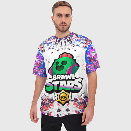 Мужская футболка оверсайз Brawl Stars Spike / 3D-принт – фото 3