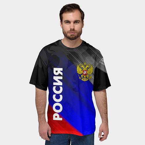 Мужская футболка оверсайз РОССИЯ / 3D-принт – фото 3
