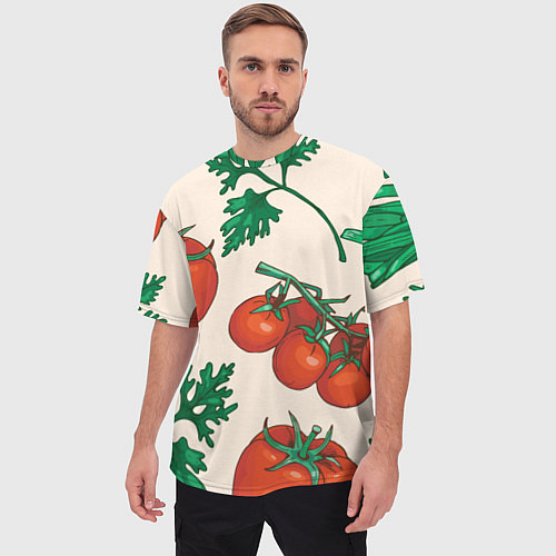 Мужская футболка оверсайз Летние овощи / 3D-принт – фото 3