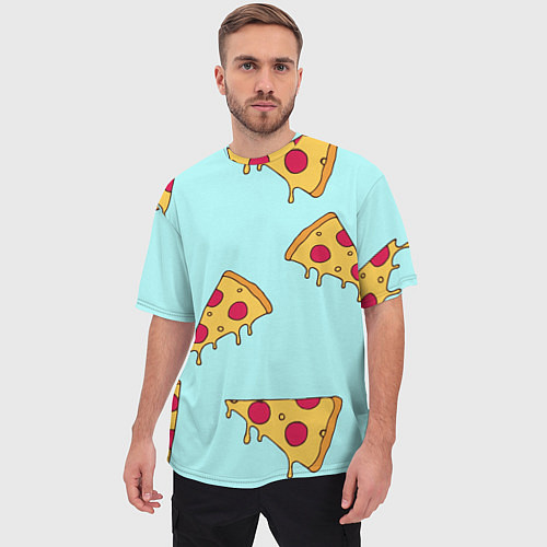 Мужская футболка оверсайз Ароматная пицца / 3D-принт – фото 3