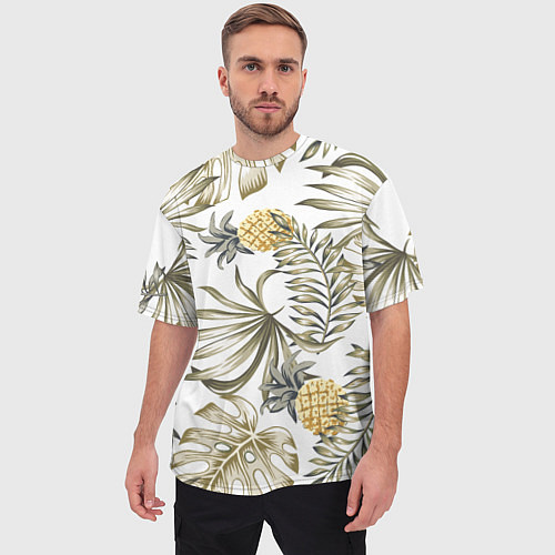 Мужская футболка оверсайз Тропики хаки / 3D-принт – фото 3