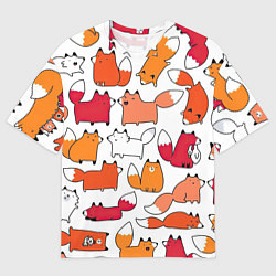 Мужская футболка оверсайз Милые лисы