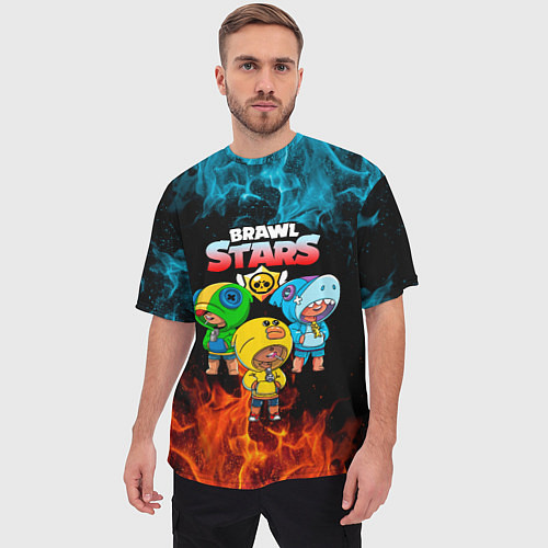 Мужская футболка оверсайз Brawl Stars Leon Trio / 3D-принт – фото 3