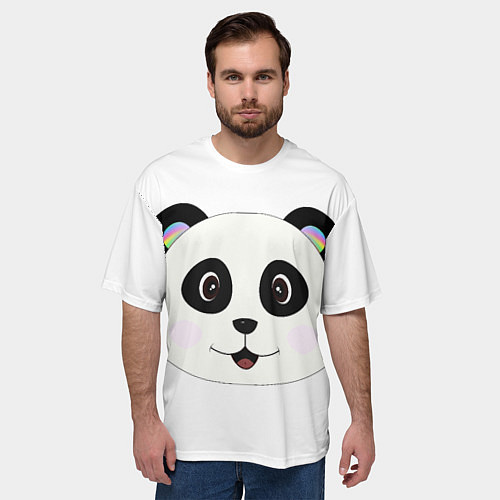 Мужская футболка оверсайз Panda / 3D-принт – фото 3