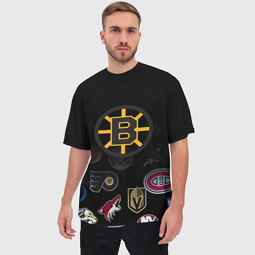 Мужская футболка оверсайз NHL Boston Bruins Z / 3D-принт – фото 3