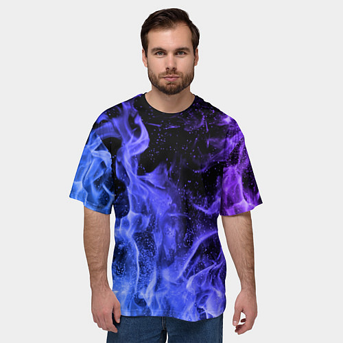 Мужская футболка оверсайз ОГОНЬ / 3D-принт – фото 3
