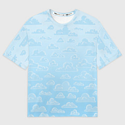 Футболка оверсайз мужская Очень светлые голубые облака, цвет: 3D-принт