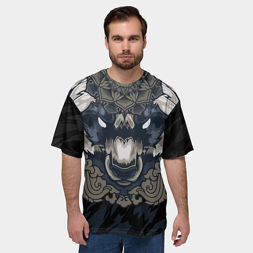 Мужская футболка оверсайз Зверь / 3D-принт – фото 3