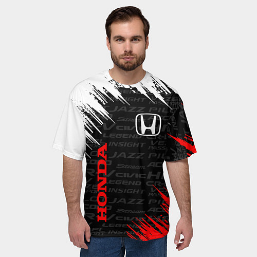Мужская футболка оверсайз HONDA / 3D-принт – фото 3