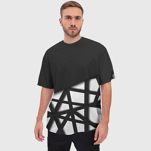 Мужская футболка оверсайз BLACK GEOMETRY / 3D-принт – фото 3