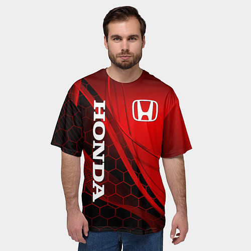 Мужская футболка оверсайз HONDA / 3D-принт – фото 3