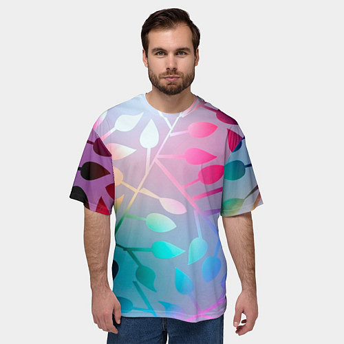 Мужская футболка оверсайз Листья / 3D-принт – фото 3