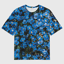 Футболка оверсайз мужская Поле синих цветов фиалки лето, цвет: 3D-принт